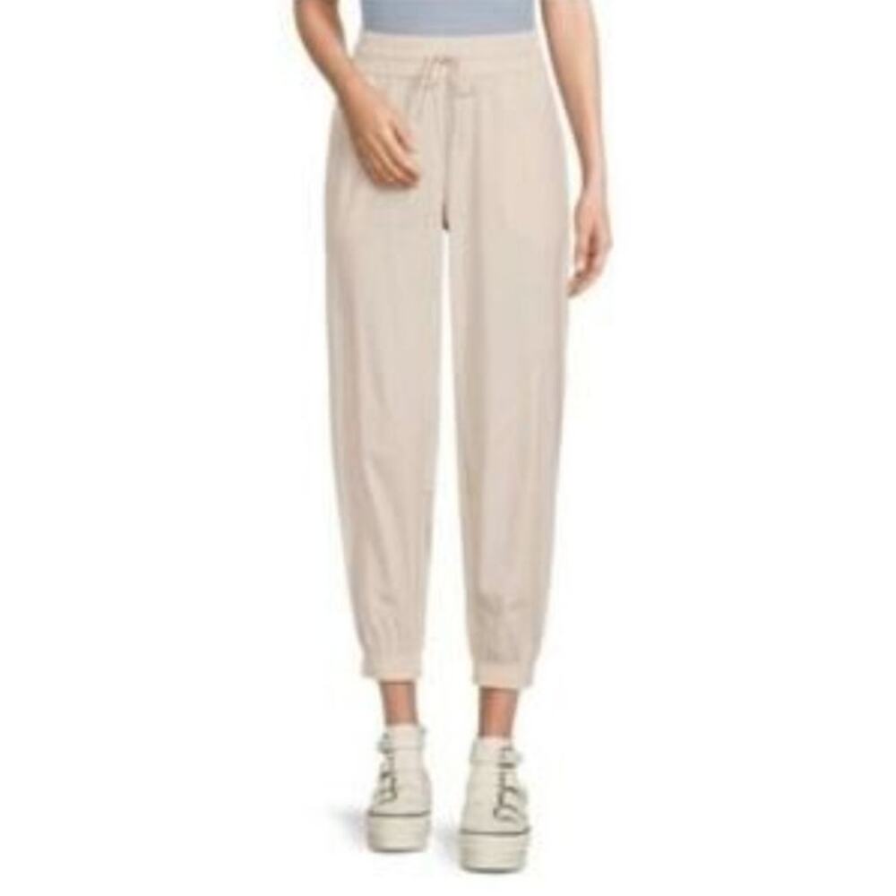 Spyder Women XL Ivory Ecru Velour Athleisure High Waist Jogger Sweatpants